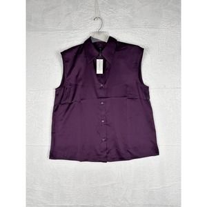 NWT Banana Republic Pinot Noir Sleeveless Collared Top Blouse Shirt sz Large